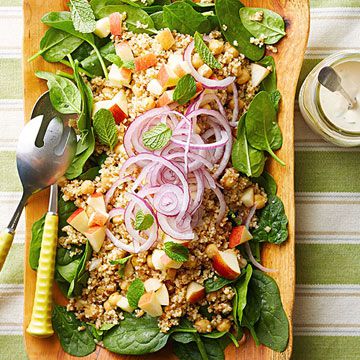 Baby Spinach Salad with Cumin Couscous and Bulgur 