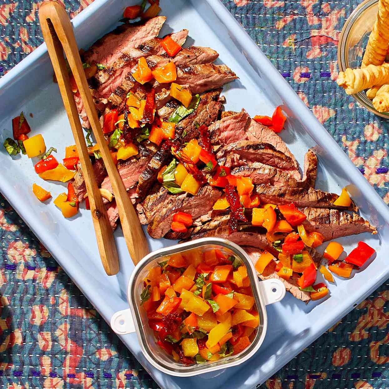 Grilled Flank with Pepper Relish
