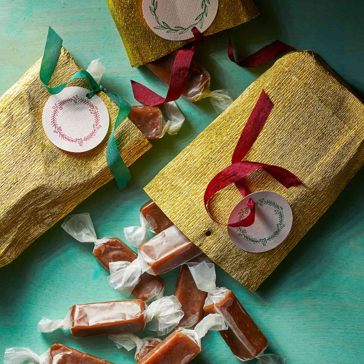 caramel candies in little treat bags