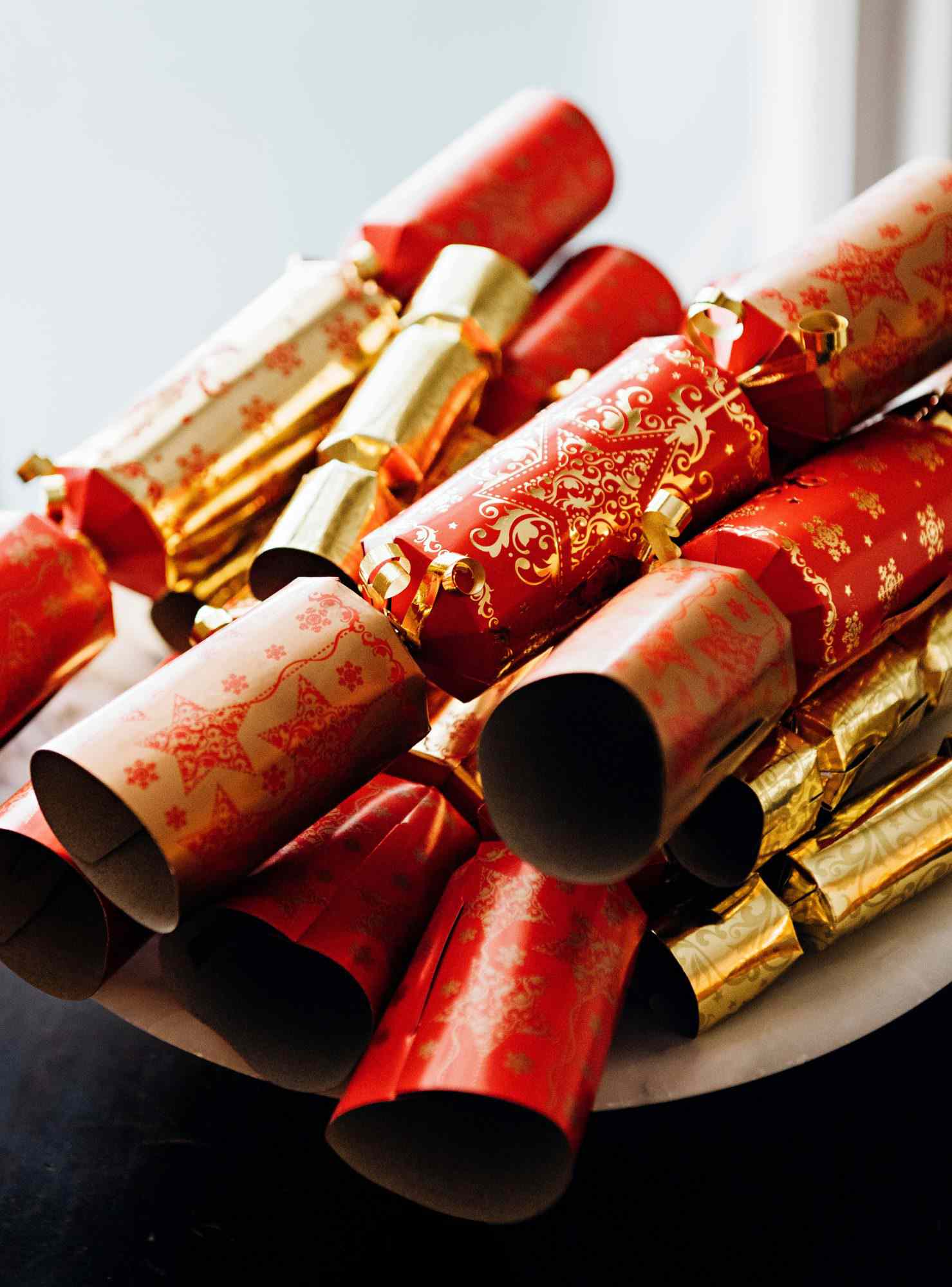 pile of festive crackers