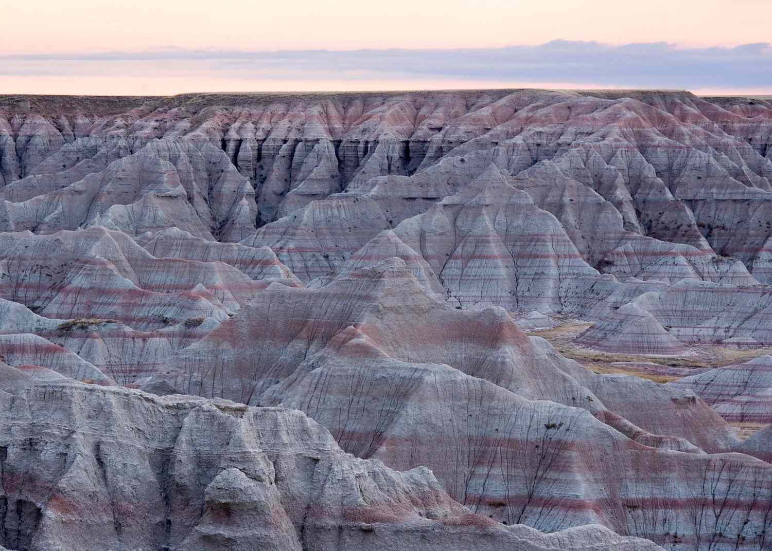 View of Badlands canyons in South Dakota