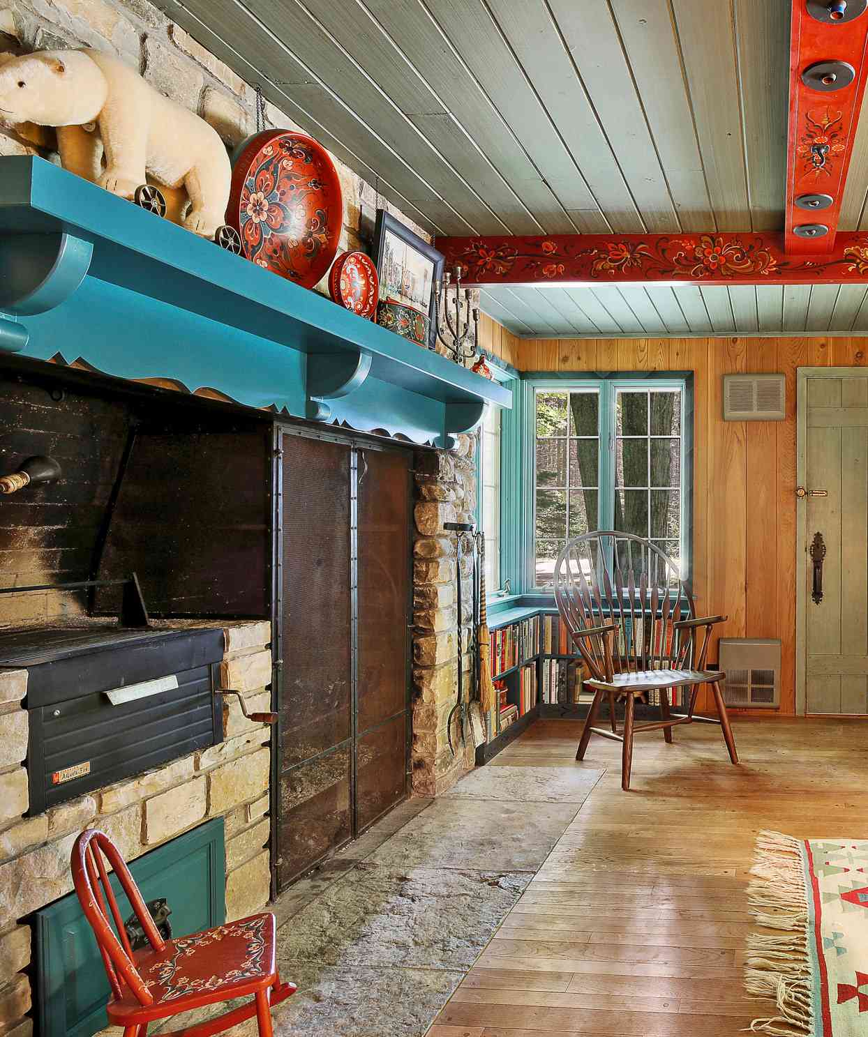 inside of colorful cabin