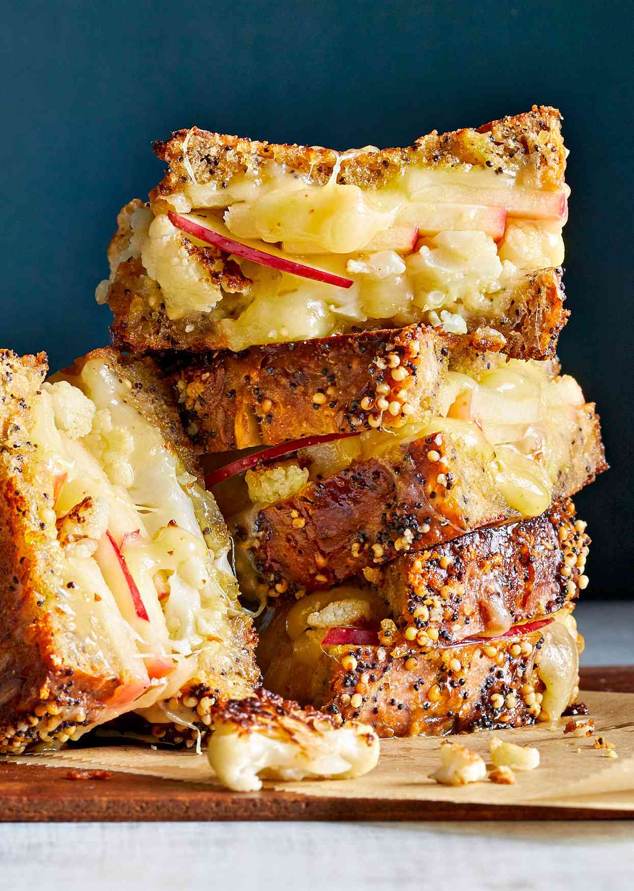 <p>Glam up your grilled cheese with curry mayonnaise, skillet-roasted cauliflower, and sweet apple—it's a delicious combo that's far more than the sum of its part.</p>
                          