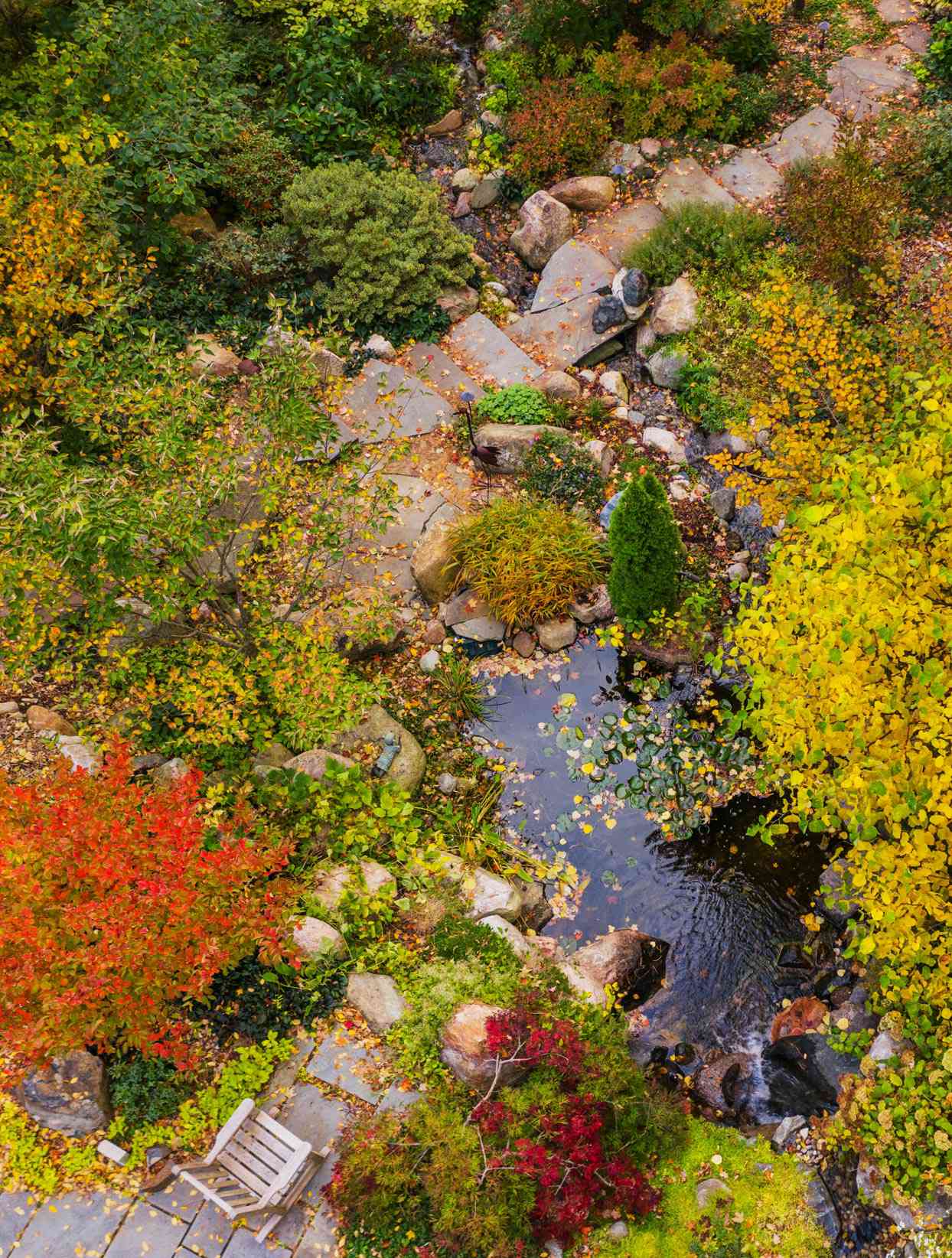 River rock garden in fall