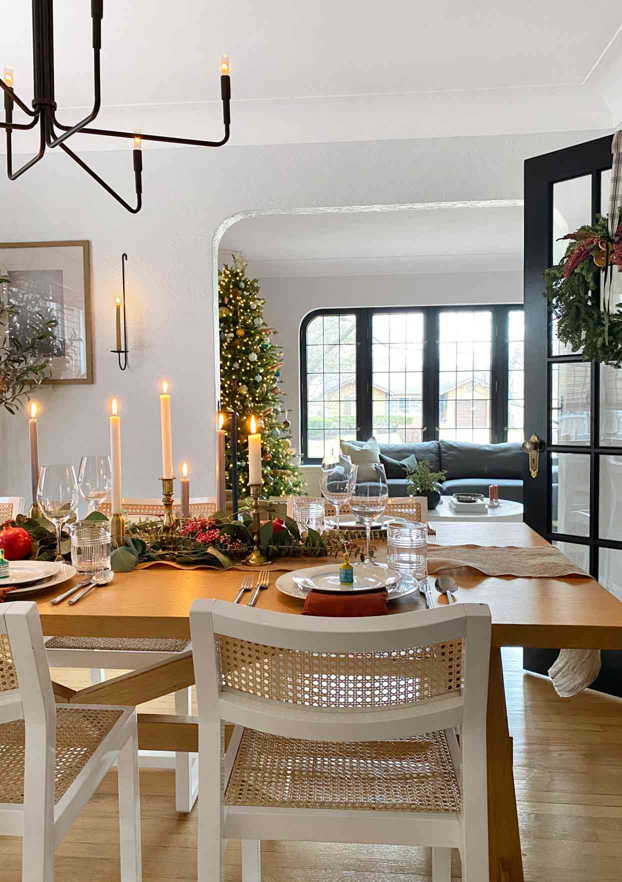 dining area with Christmas decor