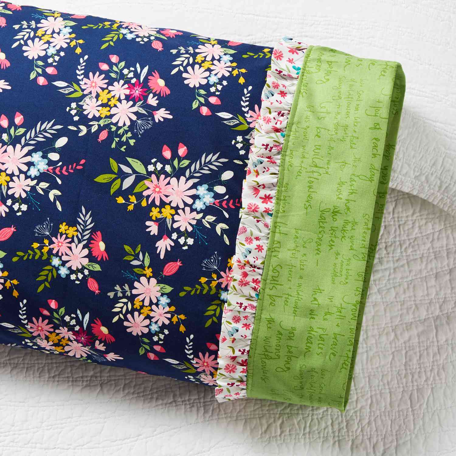 floral pillowcase with ruffle