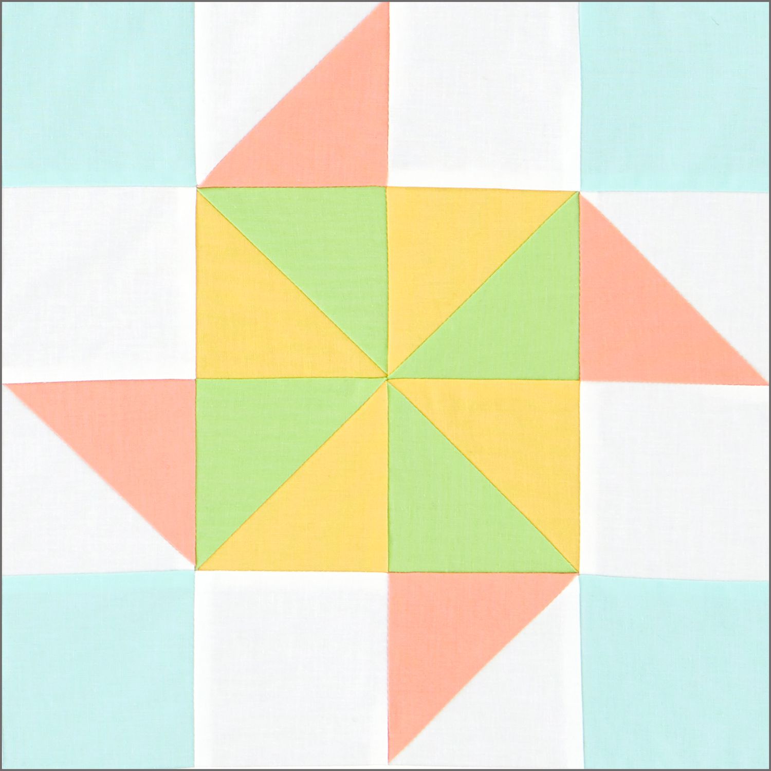 Pinwheel block in pastel colors