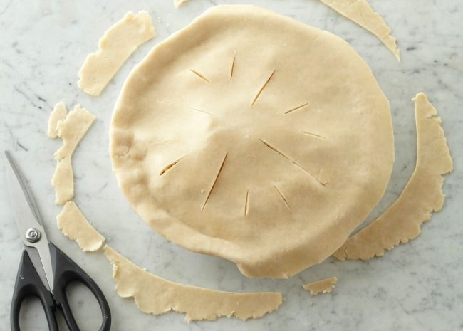 pie crust trimmed and ready to bake