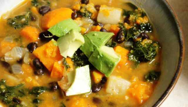 Roasted Vegetable and Kale Soup