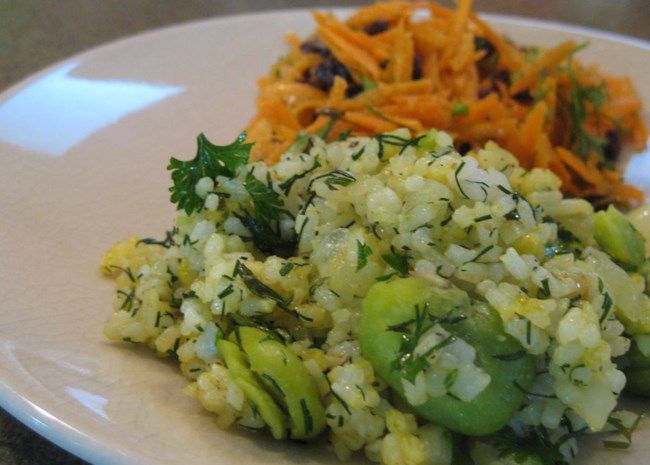 Persian Sabzi Polo (Herb Rice with Fava Beans)