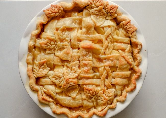 apple pie with a decorative top crust
