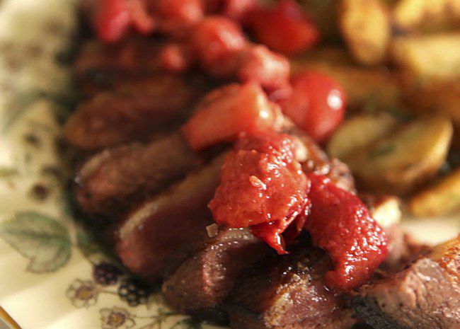 Duck Breast with Three Red Fruits