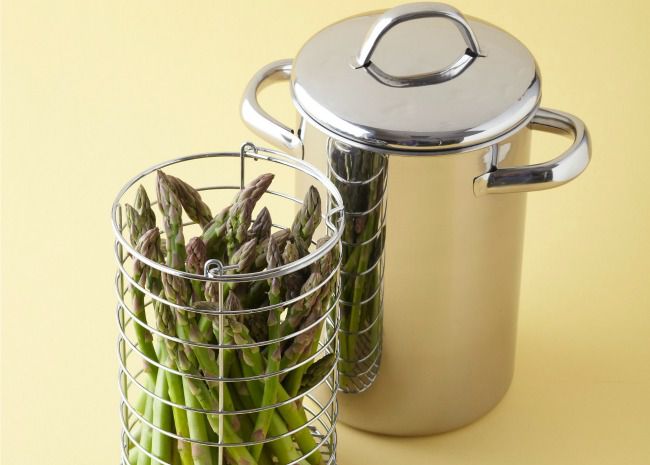 asparagus steamer with steamer basket and pot