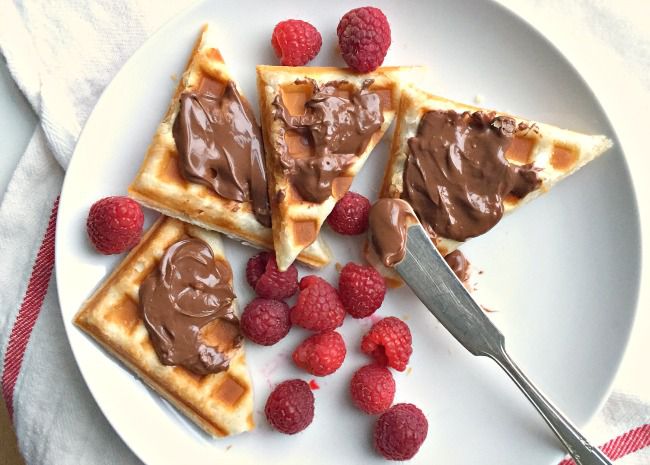 Puff Pastry Waffle with Nutella and Raspberries