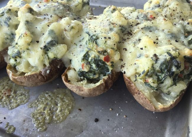 Leslie's Super Easy Spinach-Artichoke Dip Twice-Baked Potatoes