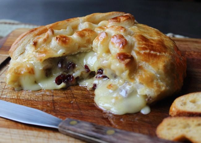 Baked Stuffed Brie with Cranberries and Walnuts