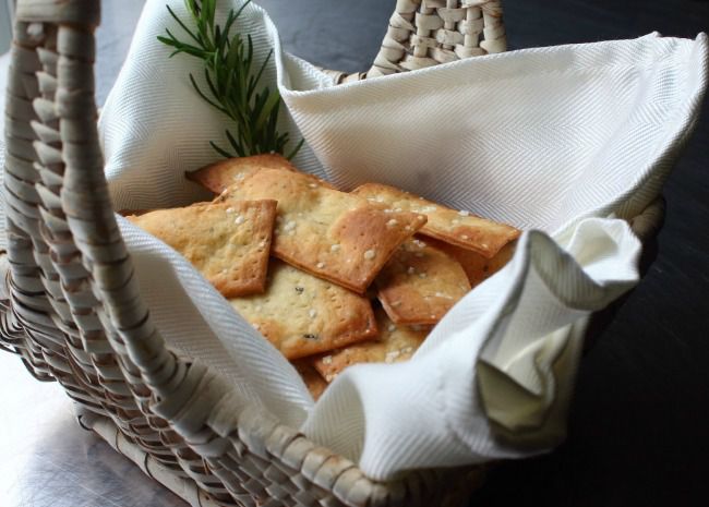 Crispy Rosemary Sea Salt Flatbread Crackers