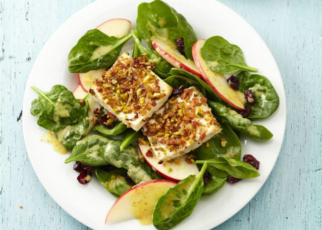 Pistachio-Crusted Tofu with Green Salad