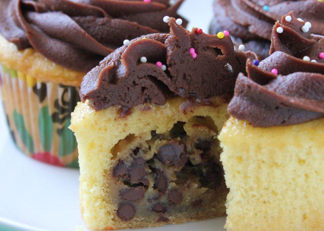 Chocolate Chip Cookie Dough + Cupcake = The BEST Cupcake. Ever.