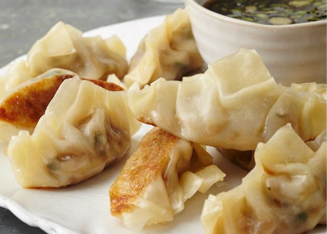 Spicy Pork Pot Stickers with Ginger Dipping Sauce