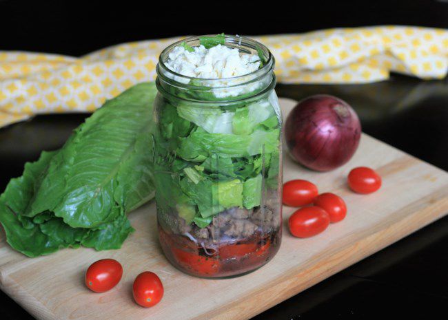 Greek Mason Jar Steak Salad