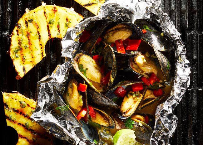 Grilled Mussels with Curry Butter