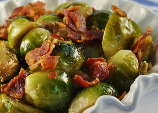 Braised Brussels Sprouts with Bacon