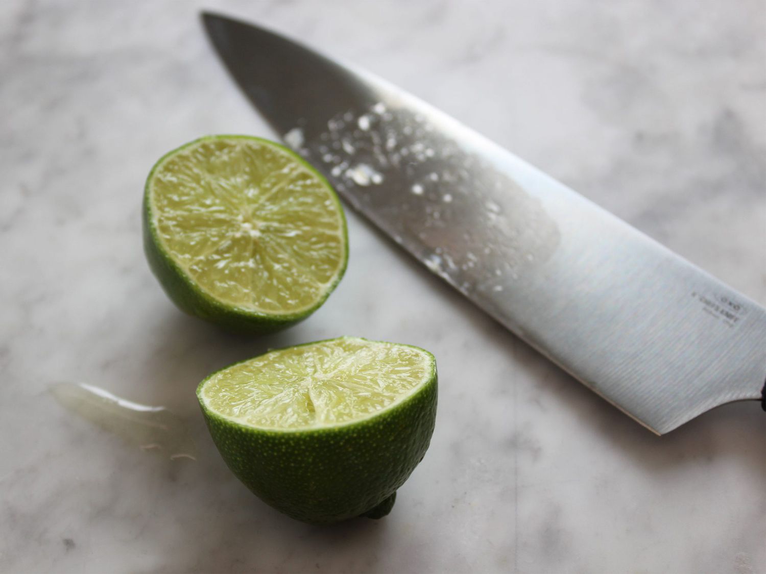 lime sliced with knife