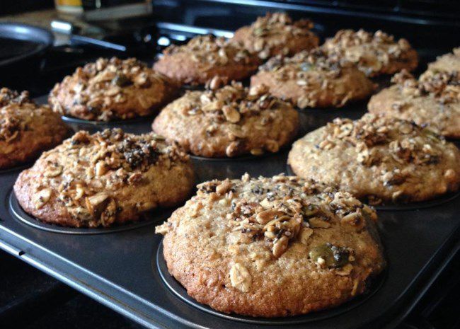 Banana Oat Muffins with Sour Cream