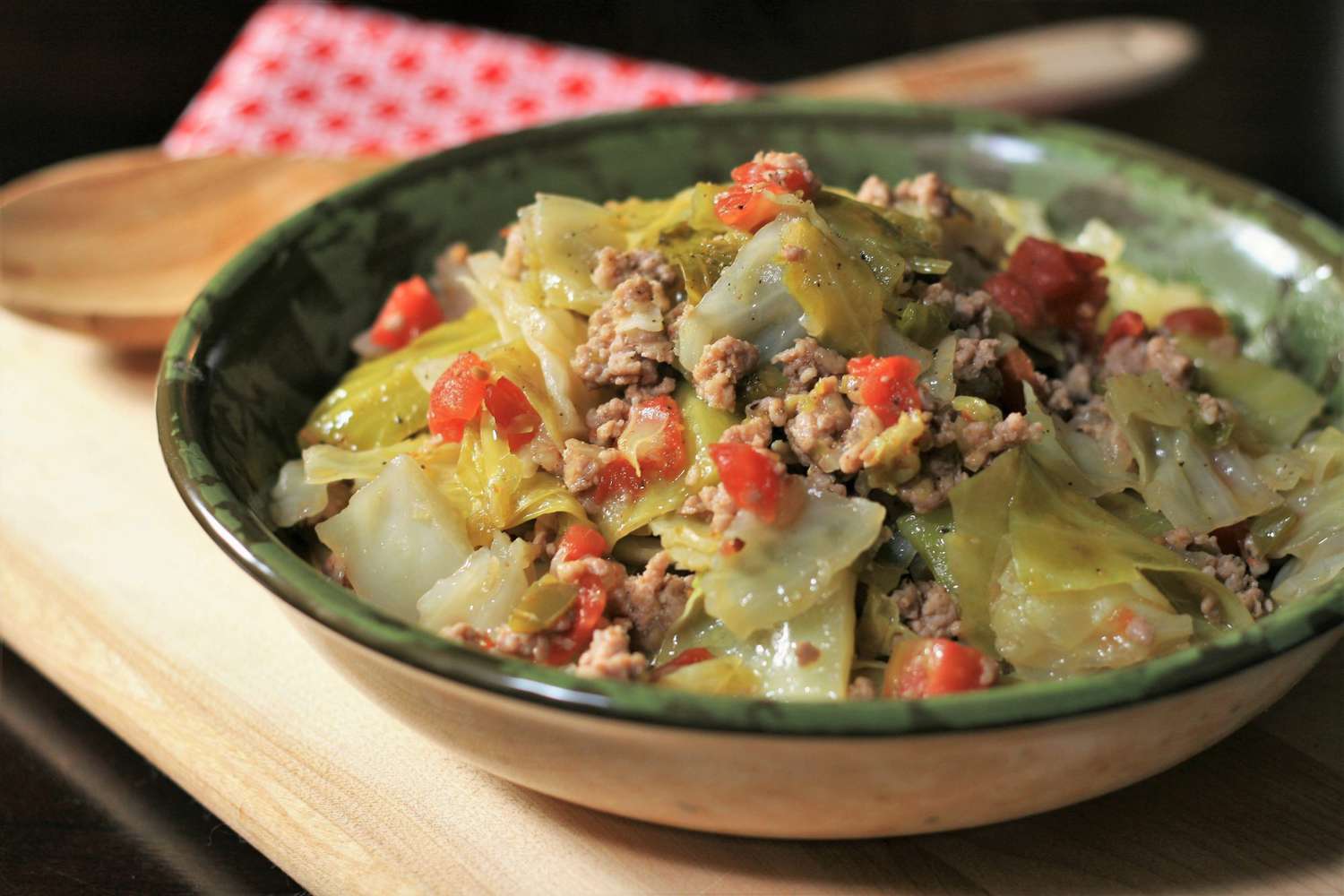 cabbage cooked with sausage