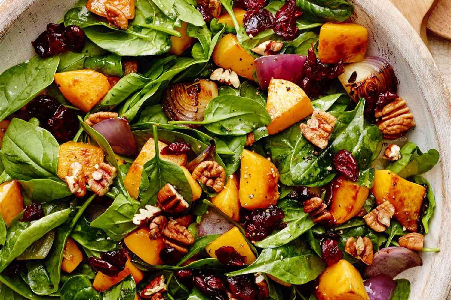 Roasted Butternut Squash with Onions, Spinach, and Craisins