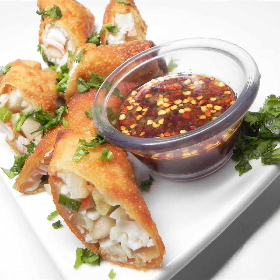 Crab-Filled Egg Rolls With Ginger-Lime Dipping Sauce