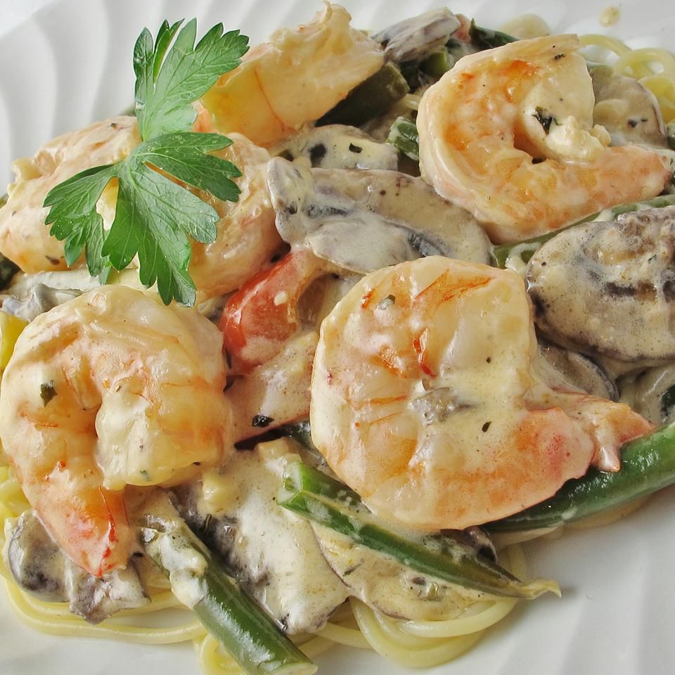 February 6: Shrimp and Mushroom Linguini with Creamy Cheese Herb Sauce