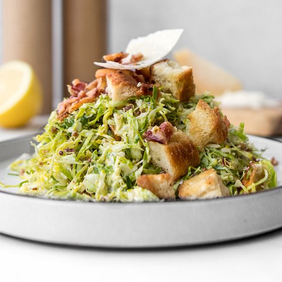 Shaved Brussels Sprouts Caesar Salad