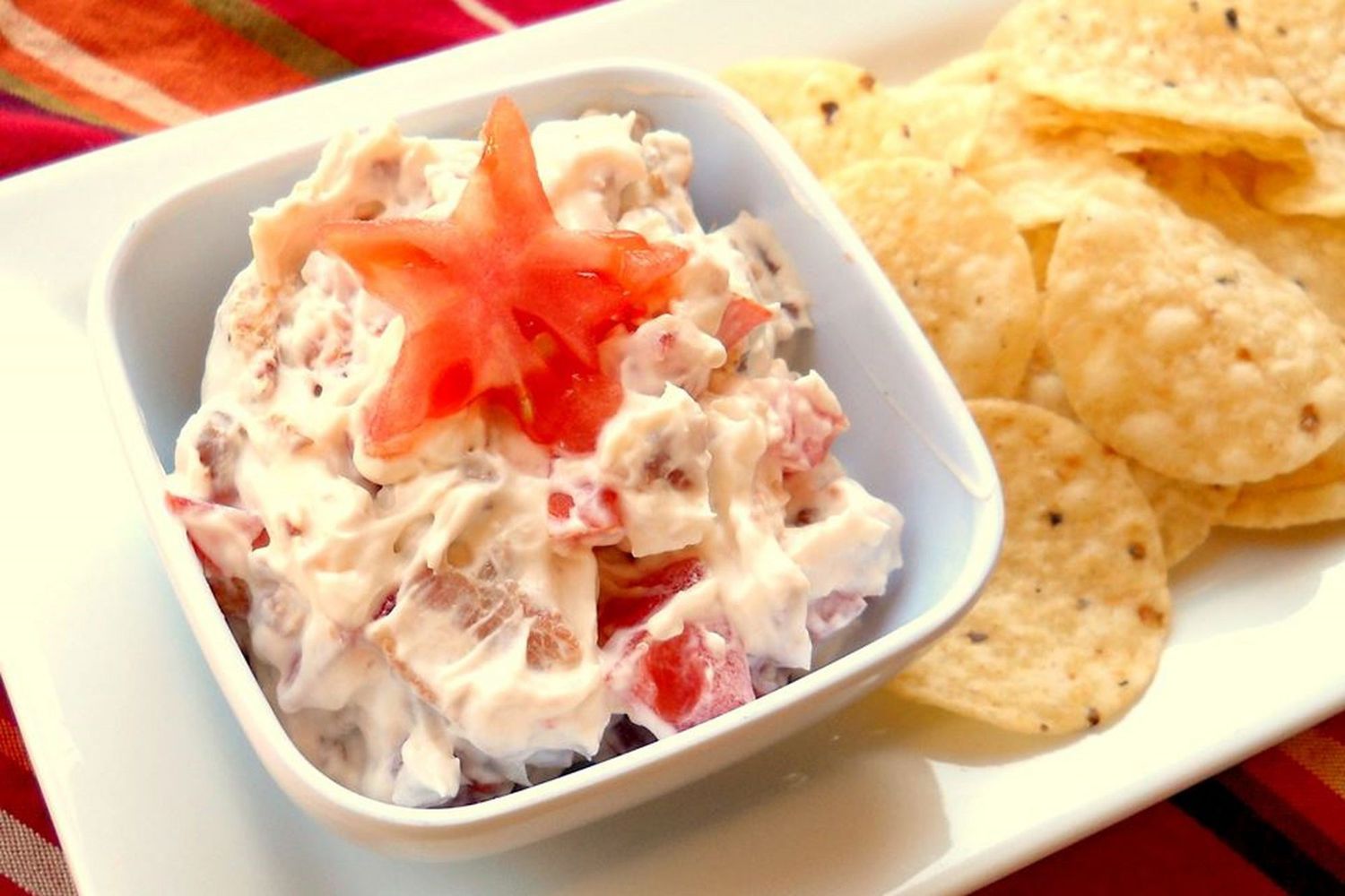 BLT Dip with tortilla chips