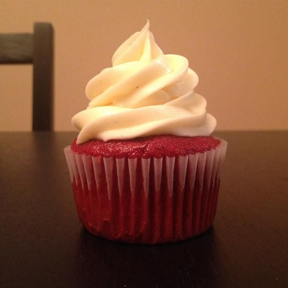 red velvet cupcake with white frosting