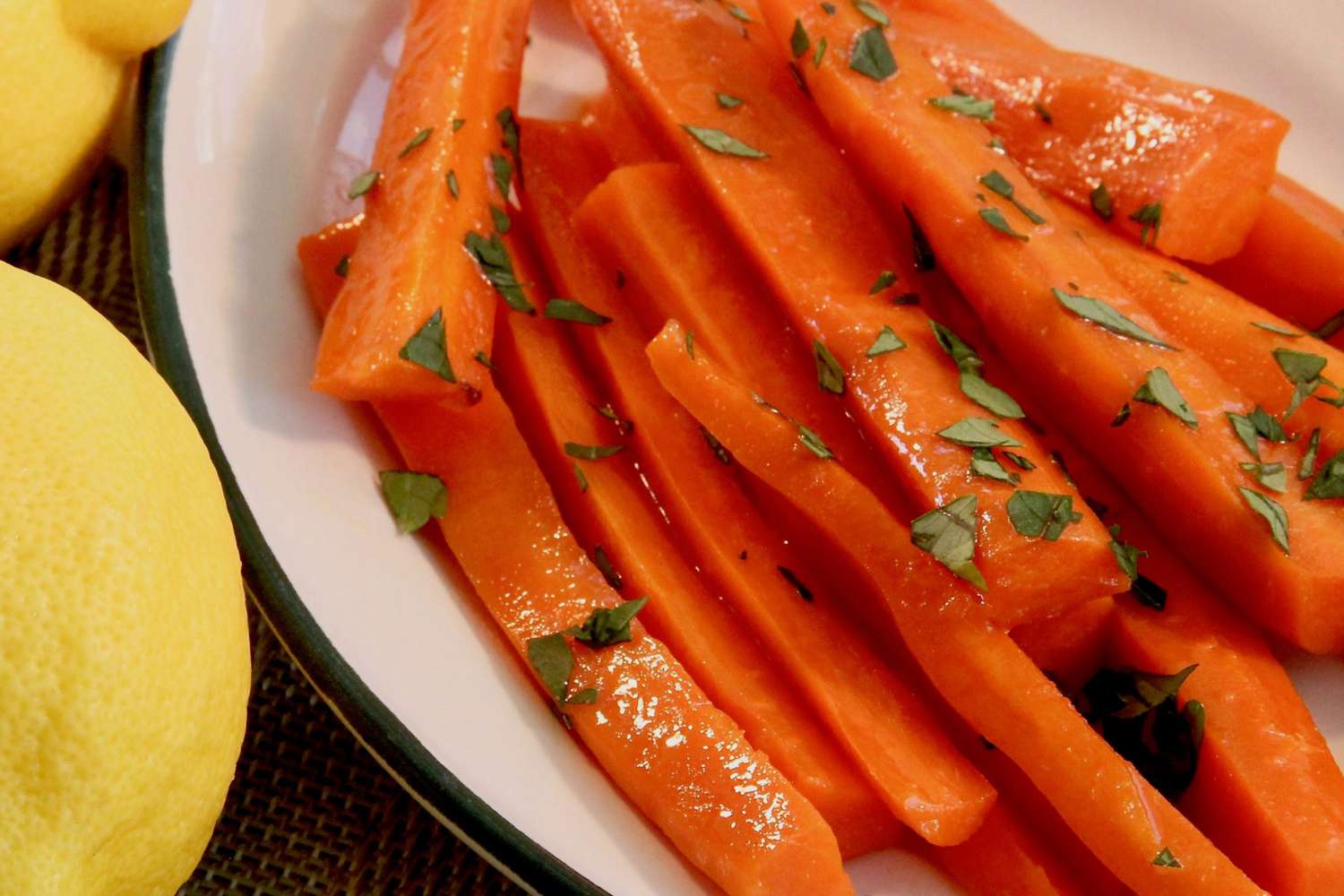 Lemon Glazed Carrots on white plate