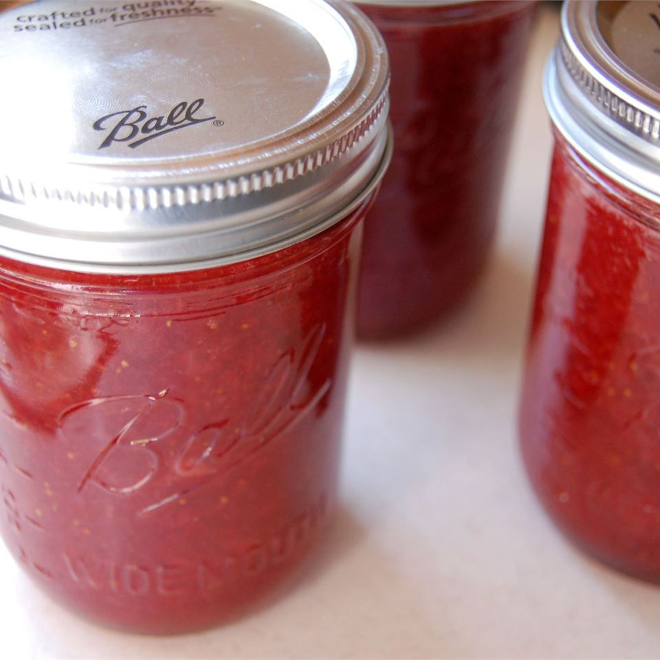 Strawberry Jam in glass jars