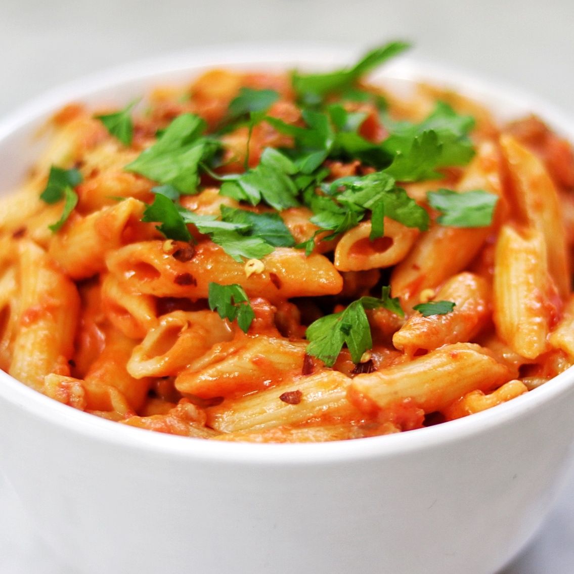 Penne With Spicy Vodka Tomato Cream Sauce