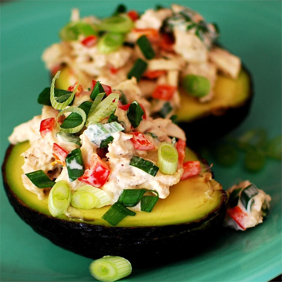 Avocado and Tuna Tapas on a green plate