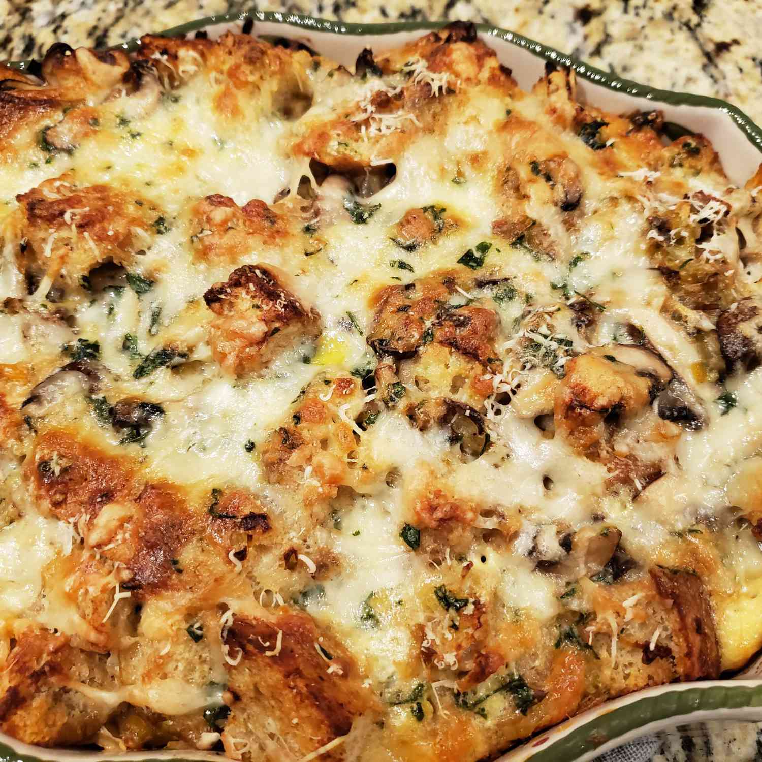 Savory Bread Pudding with Mushrooms and Leeks
