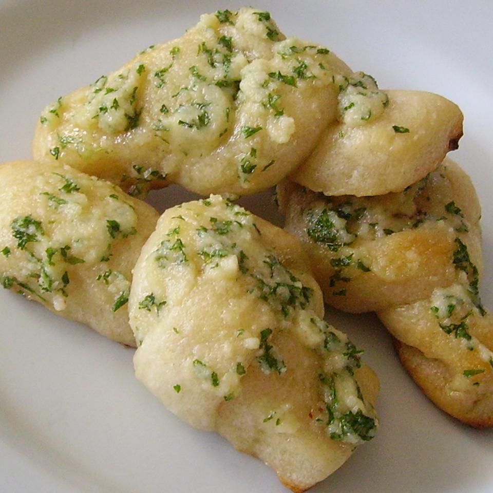 garlic knots on a white plate