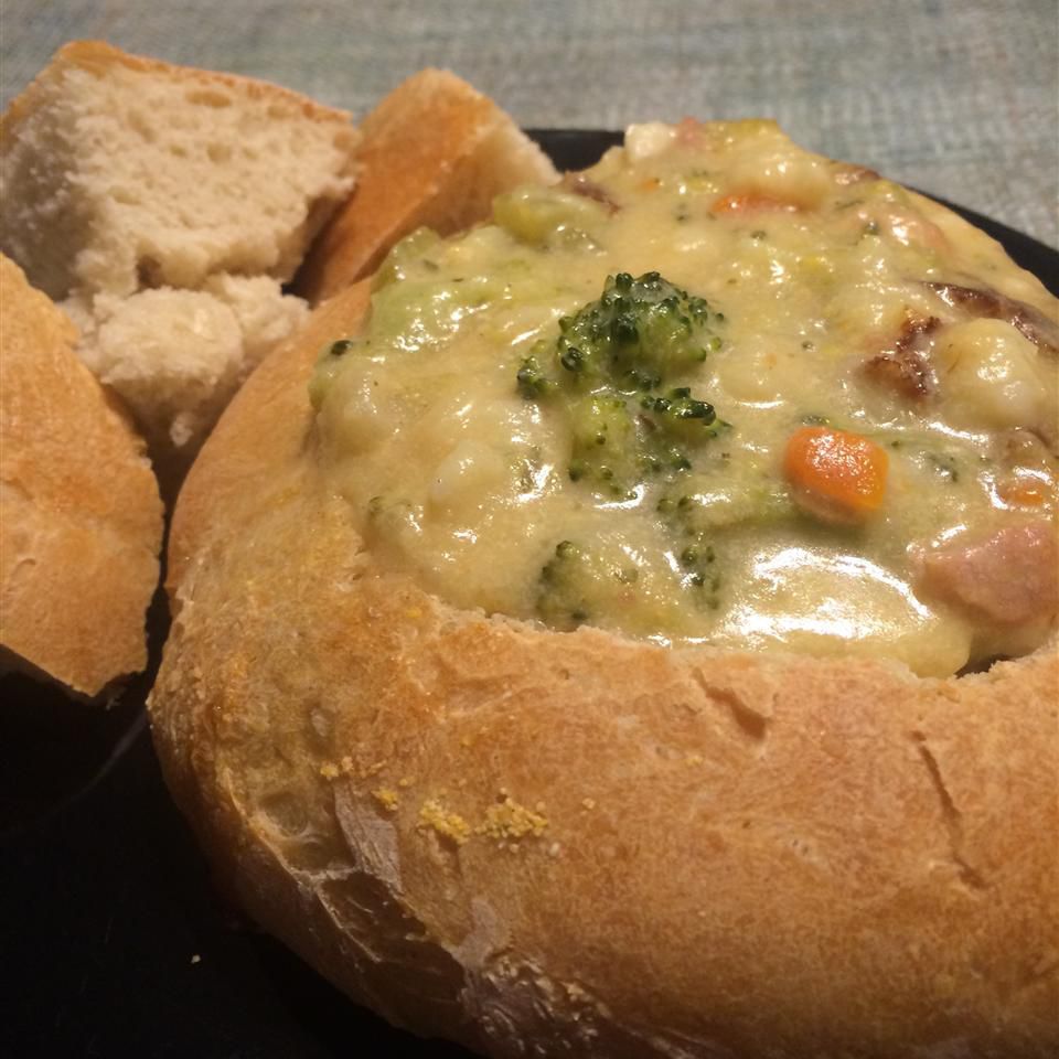 Potato, Ham, Broccoli and Cheese Soup with Baby Dumplings