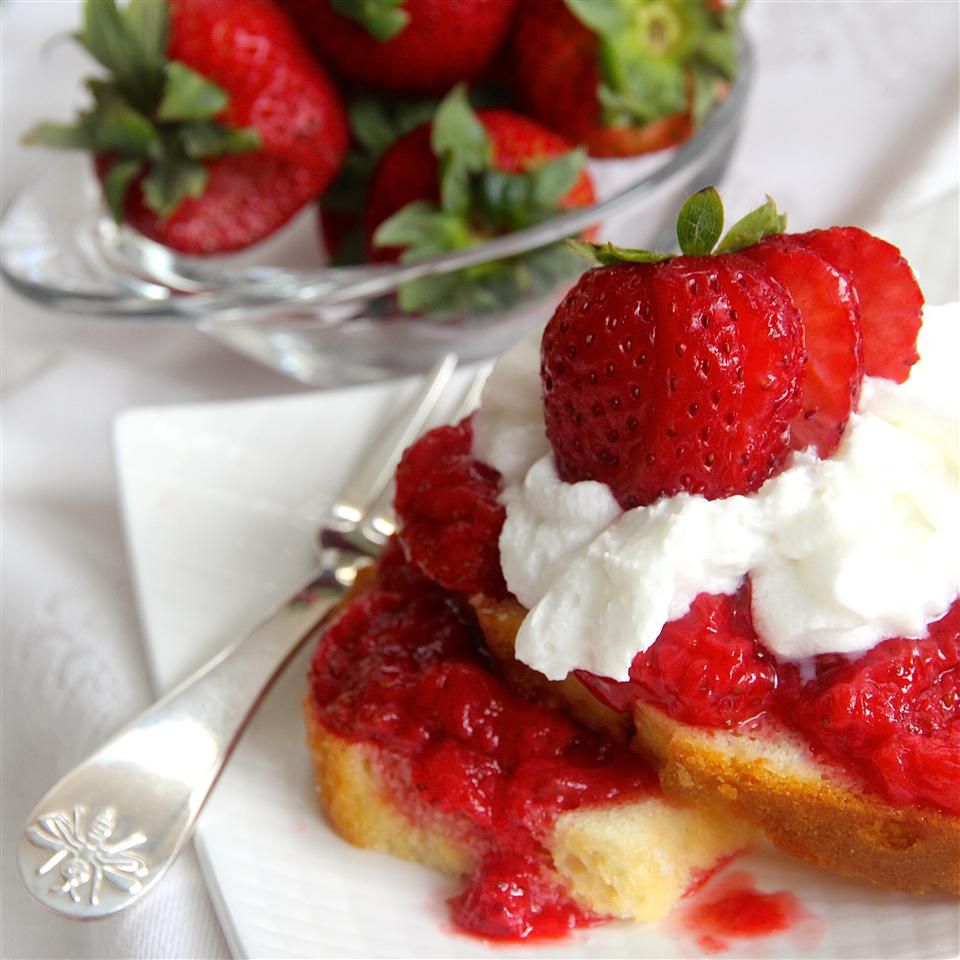 super easy microwave strawberry jam on strawberry shortcake
