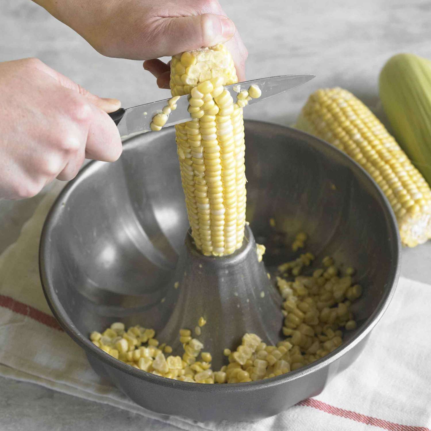 Corn cut off cob over bundt pan