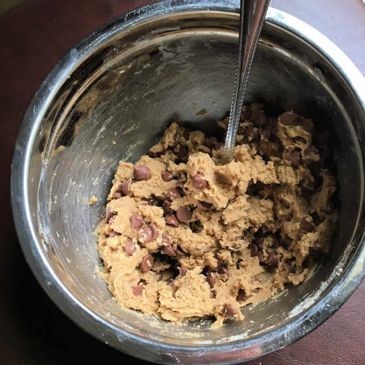 Edible cookie dough in a bowl