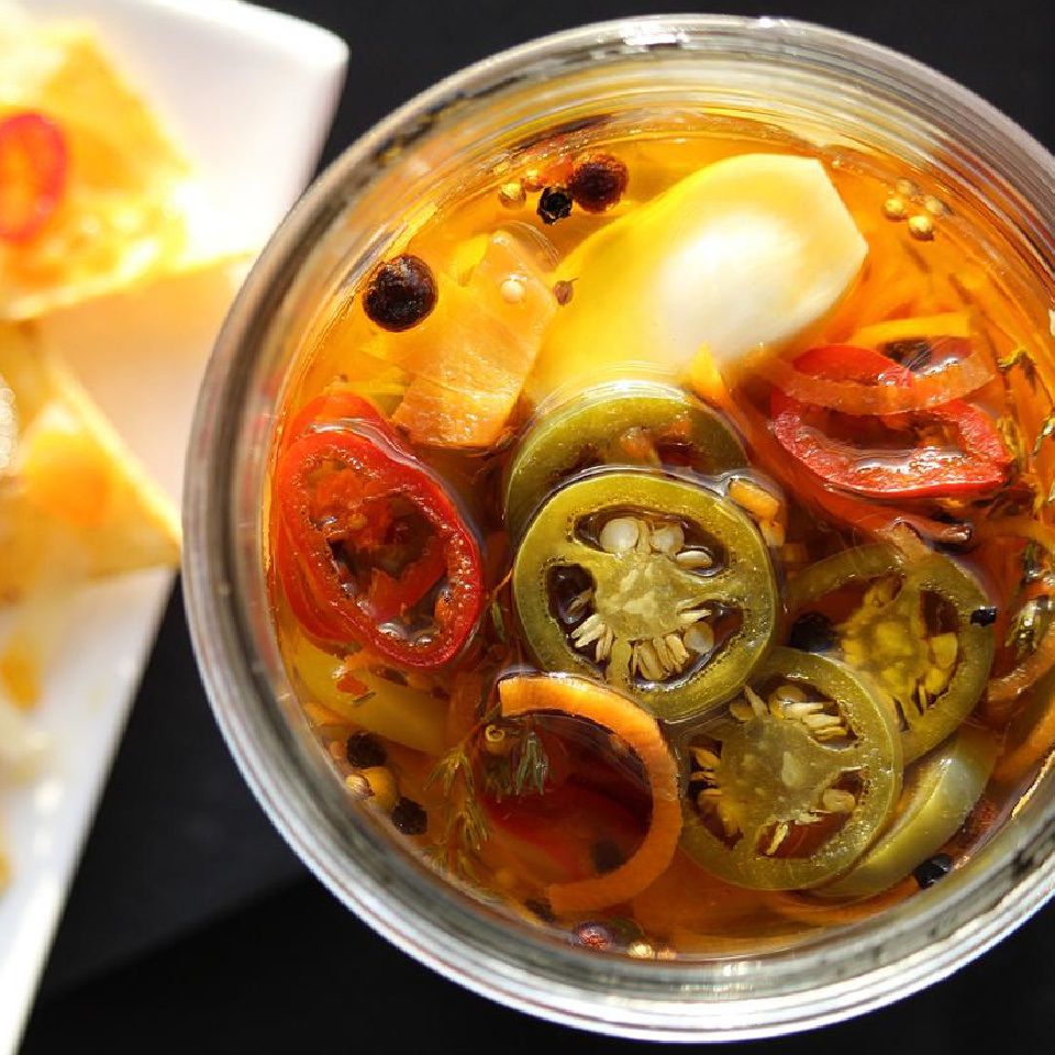 Pickled Garlic and Jalape&ntilde;o Peppers