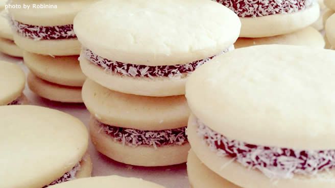 54869.jpg Alfajores Argentinian Style dulce de leche-filled sandwich cookies