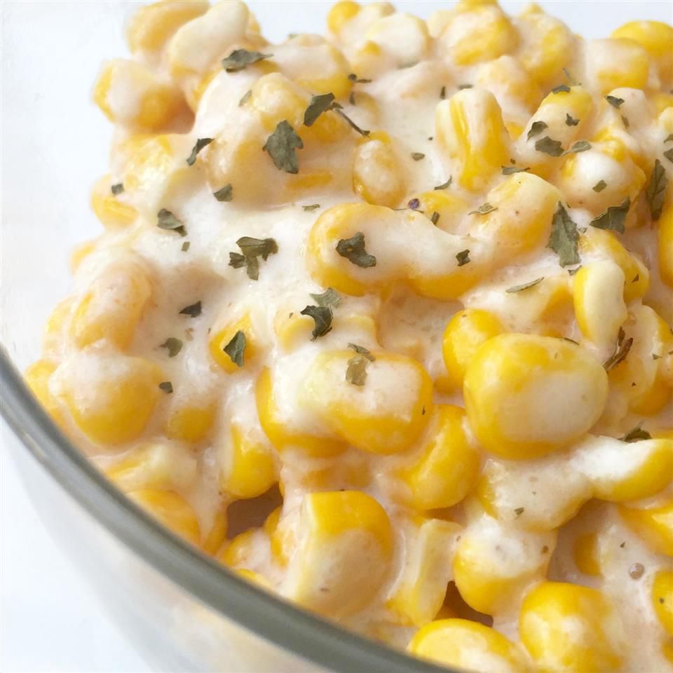 Cream Corn Like No Other in a glass bowl
