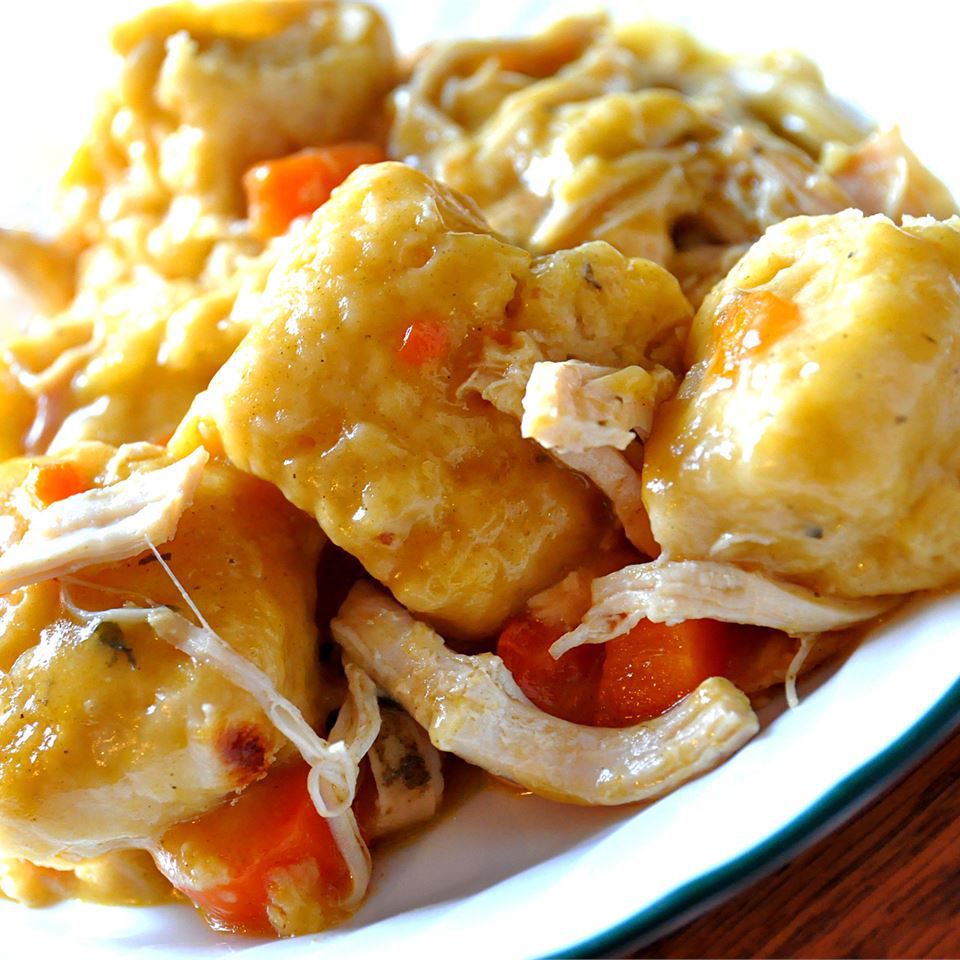 a bowl of Slow Cooker Chicken and Dumplings